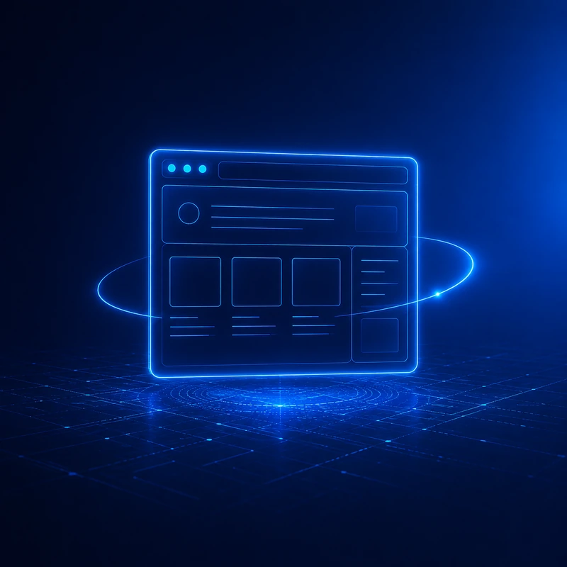 Wireframe website layout icon representing website design, management, and digital marketing services
